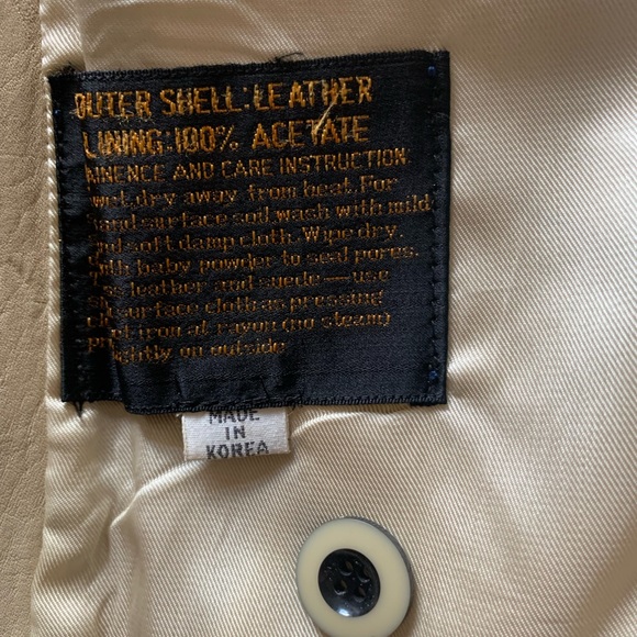 Vintage 1970's Cream Real Leather Jacket Sz 40 Med Unisex - Picture 7 of 8